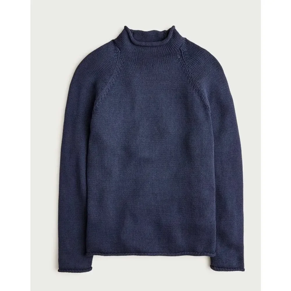 J. Crew Men's Heritage 1988 Cotton Roll-Neck Sweater Navy Size L NWT